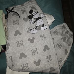 Disney Gray Mickey Mouse Logo Jogger Pants